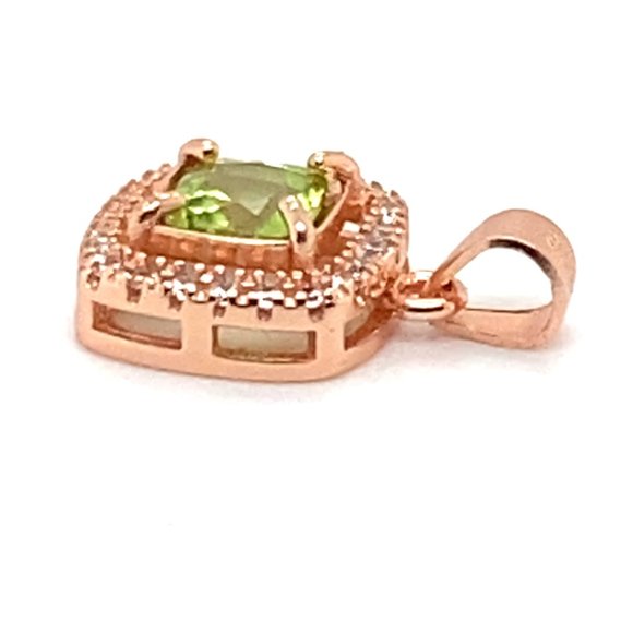 Peridot .70ct Rose Gold Finish Silver Pendant - Picture 4 of 7